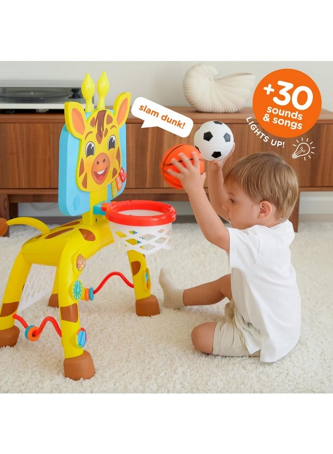 Move2Play , Giraffe Basketball Hoop & Soccer Goal Activity Center | 30+ Sounds & Lights | 1, 2, 3+ Year Old Christmas Gift & Birthday Present | 6, 12, 18, 24+ Month Toy For Baby, Toddler, Boys, & Girls - Image 2