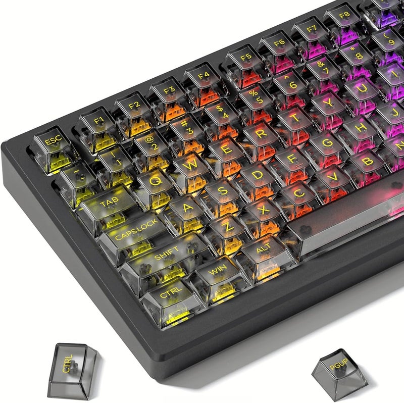 dagaladoo أغطية مفاتيح شفافة كريستالية، مادة PC، شفافة سوداء، ملف Cherry لمفاتيح Cherry Gateron MX للوحة مفاتيح ميكانيكية للألعاب (140 مفتاحًا، أغطية مفاتيح فقط) - Image 1
