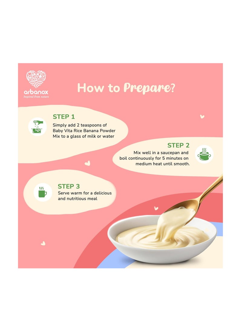 BabyVita - BabyVita Rice Banana Powder Mix, Nourishing Meal, 100% Natural Ingredients, No Added Preservatives, Wholesome Energy Booster, Easy-to-Digest, 300 gms - Image 1