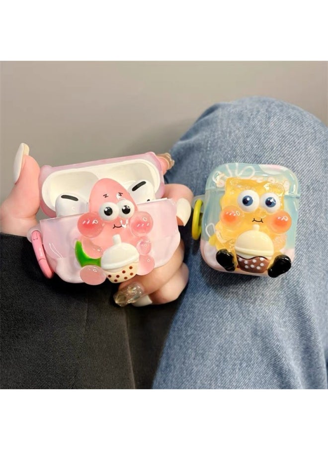 Generic - Anime Three-Dimensional Cute Cartoon Applicable Airpods4 Generation Earphone Case For Apple Bluetooth Protective Case 3 Generation Pro2 New-Color:Patrick Star-Applicable Models:Universal For Airpods Pro/pro2 - Image 1