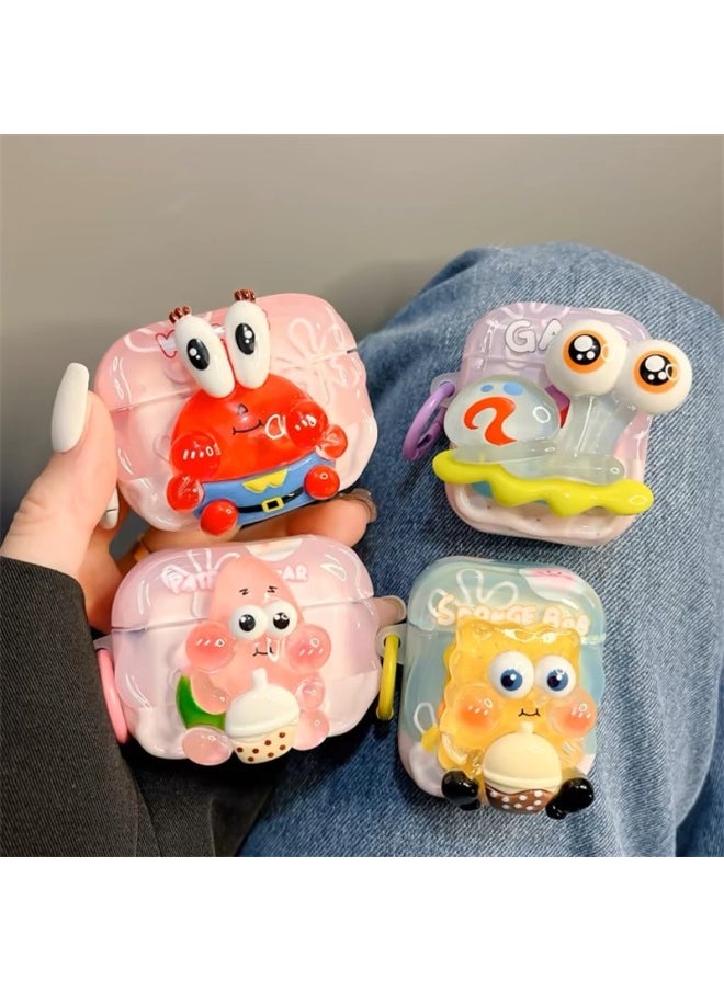 Generic - Anime Three-Dimensional Cute Cartoon Applicable Airpods4 Generation Earphone Case For Apple Bluetooth Protective Case 3 Generation Pro2 New-Color:Patrick Star-Applicable Models:Universal For Airpods Pro/pro2 - Image 1