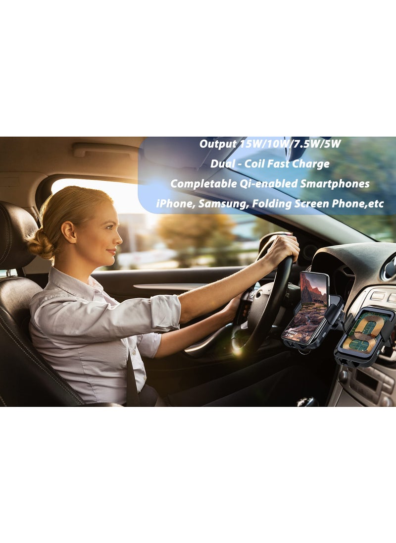 Generic - Wireless Car charge Qi Fast Charging, Wireless Charger Car Mount Car Vent Wireless Phone Charger Fast Charge Car Mount Compatible with iPhone 15 14 13 12 11 Plus Pro Pro Max etc Series Samsung Series - Image 1