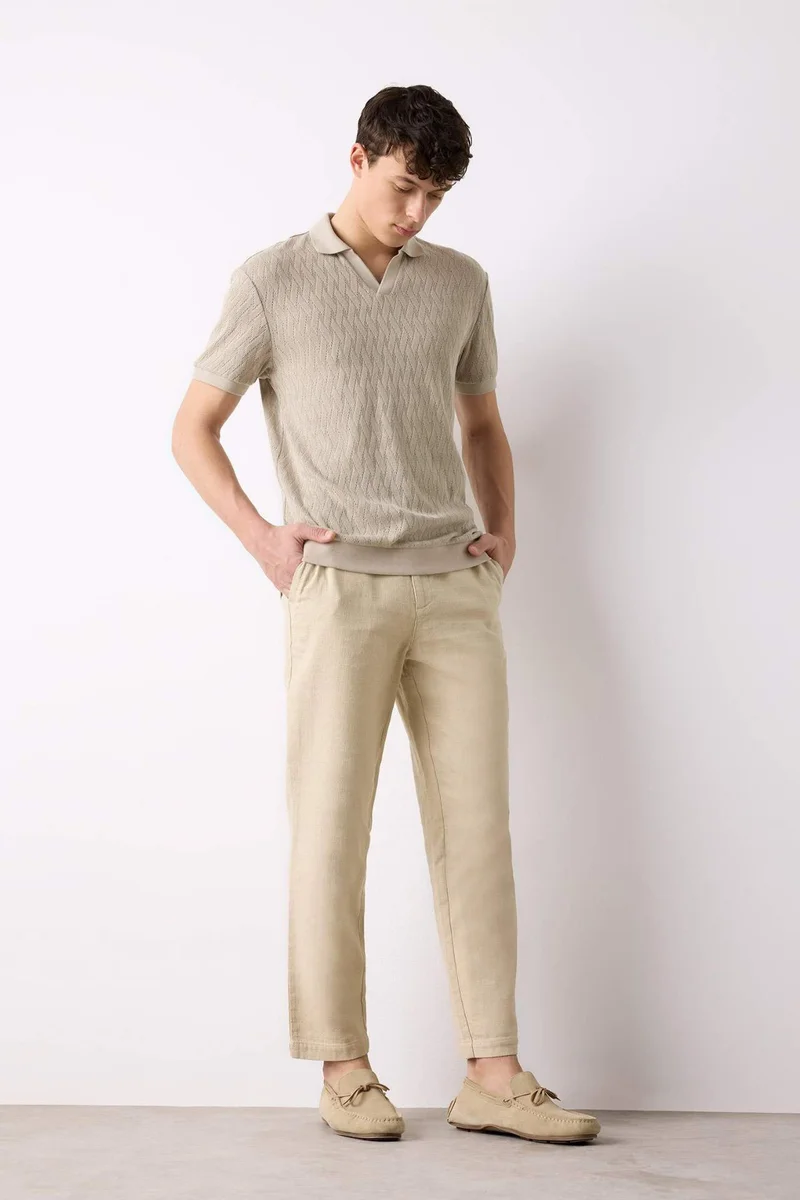 DeFacto Cotton Regular Fit Linen Look Jogger Pants