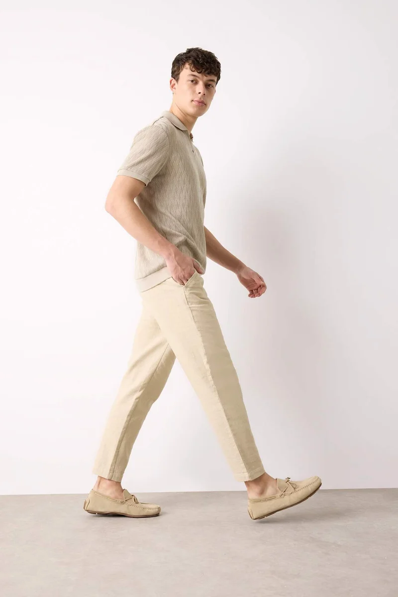DeFacto Cotton Regular Fit Linen Look Jogger Pants