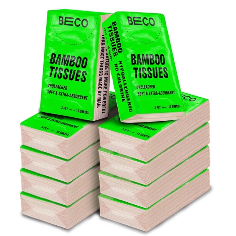BECO Bamboo Hanky Tissues, 100 Pulls Pack of 10, 100% Natural and Ecofriendly - Image 1