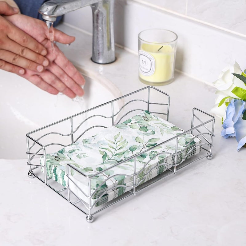 Ebristar Bathroom Napkin Holder Modern Stainless Steel Flat Guest Towel Napkin Holder Rectangle Metal Disposable Napkin Holder for Bathroom Dinner  Kitchen Table  Silver BOR114 - Image 5