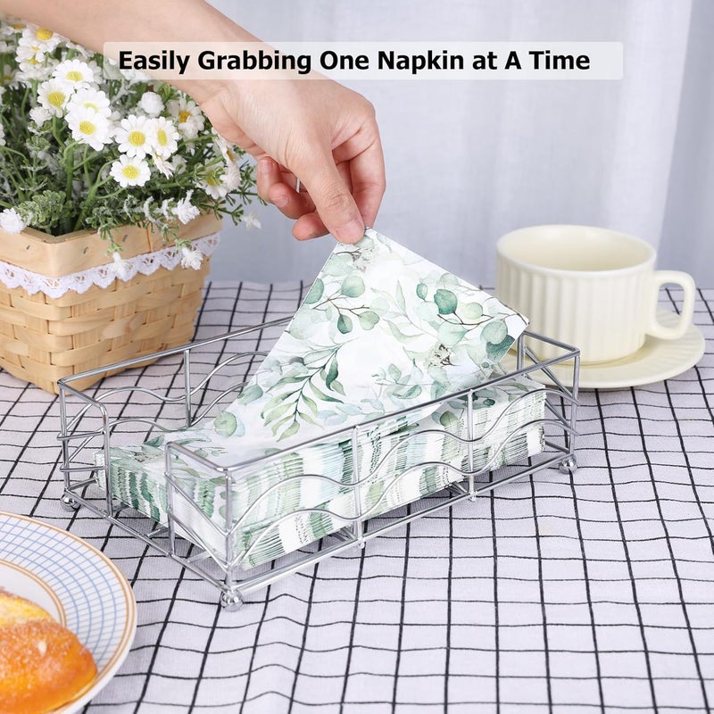 Ebristar Bathroom Napkin Holder Modern Stainless Steel Flat Guest Towel Napkin Holder Rectangle Metal Disposable Napkin Holder for Bathroom Dinner  Kitchen Table  Silver BOR114 - Image 4
