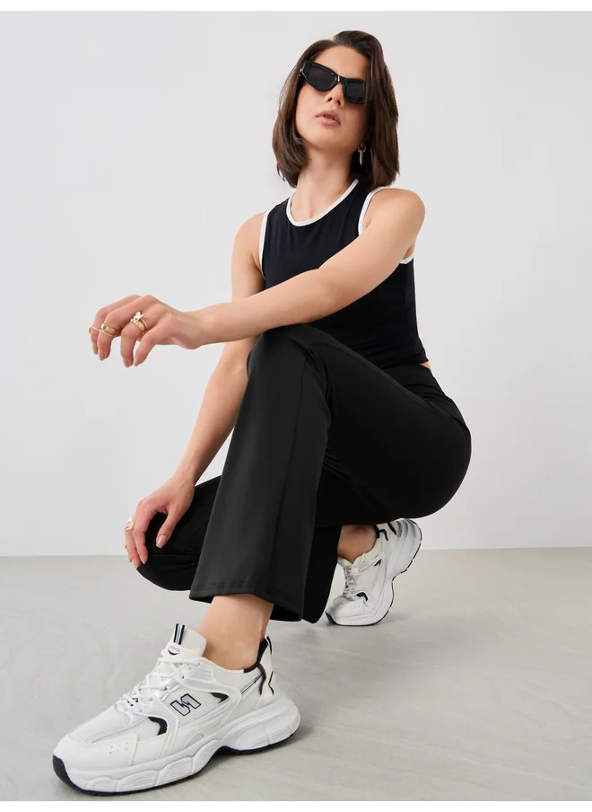 تايك تو Take Two Solid Flared Leggings with Elasticated Waistband