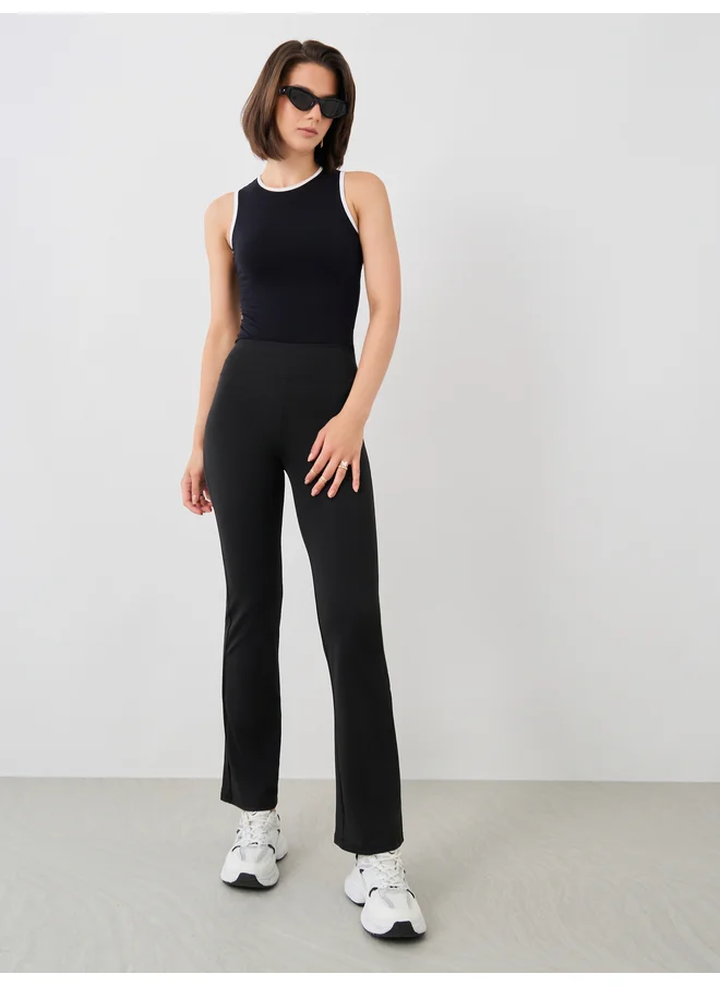 تايك تو Take Two Solid Flared Leggings with Elasticated Waistband