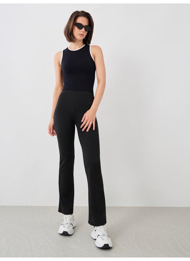 Take Two Take Two Solid Flared Leggings with Elasticated Waistband  - Image 2