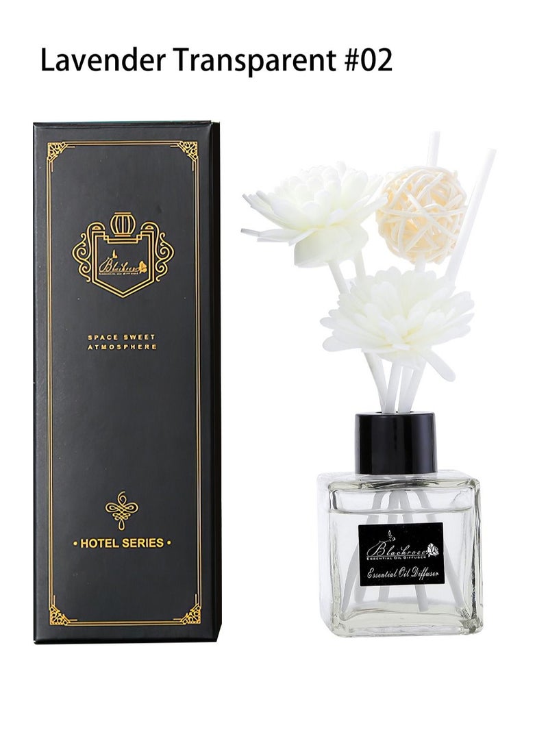 Blackrose Essential Oil Diffuser Reed Diffuser with Incense Diffuser Sticks Flame Free Long Lasting Natural Elegant Air Freshener Odor Elimination for Hotel Home Office and Gift 50ml Lavender Fragrance - Image 1