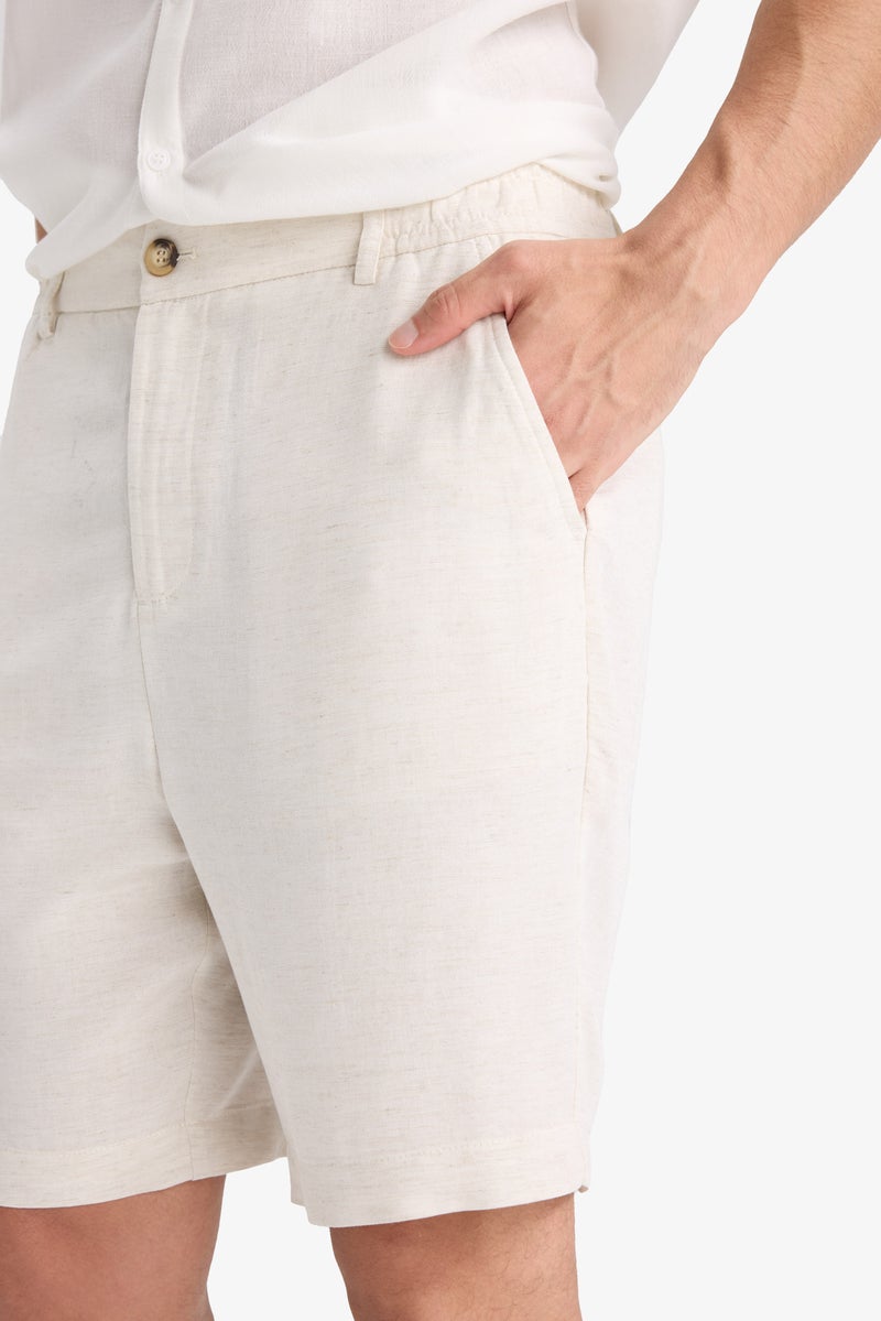 DeFacto Man Regular Fit Straight Leg Linen Blend Bermuda Shorts - Image 5