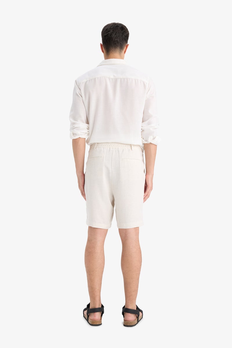 DeFacto Man Regular Fit Straight Leg Linen Blend Bermuda Shorts - Image 3