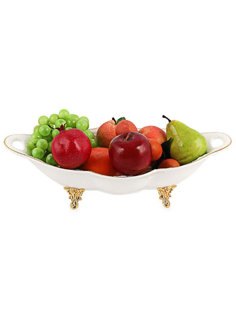 Life Smile LIFE SMILE Serving Bowl With Gold Stand  - Bone China Fruit Basket For Fruit Vegetable Storage Snack Nuts Cake Dessert  - Image 1