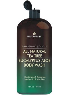First Botany , All Natural Body Wash - Fights Body Odor, Athlete'S Foot, Jock Itch, Nail Issues, Dandruff, Acne, Eczema, Shower Gel For Women & Men, Skin Cleanser -16 Fl Oz (Tea Tree Eucalyptus)  - Image 1