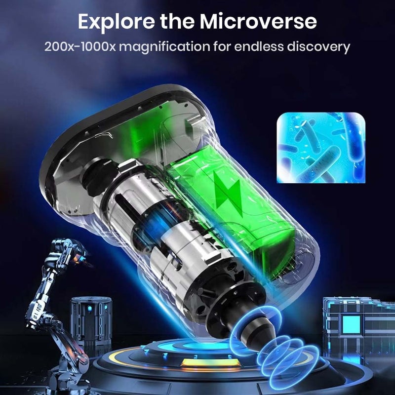 TECPHILE Microscope for Kids Students with Stand Handheld Mini Portable 200-1000X Magnification Digital Microscope Kit 1080P, 2.0" LCD Screen Rechargeable Pocket Microscope, Photo & Video Recording - Image 5