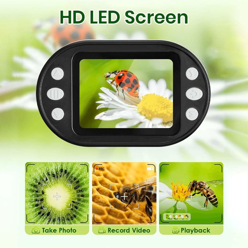 TECPHILE Microscope for Kids Students with Stand Handheld Mini Portable 200-1000X Magnification Digital Microscope Kit 1080P, 2.0" LCD Screen Rechargeable Pocket Microscope, Photo & Video Recording - Image 2