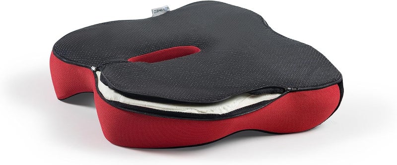 NOVIMED Memory Foam Chair Cushion - Ergonomic Support for Gaming, Car, and Office Chairs - Pain Relief for Sciatica, Back, Tailbone, and Hemorrhoid - Black & Red - Image 3