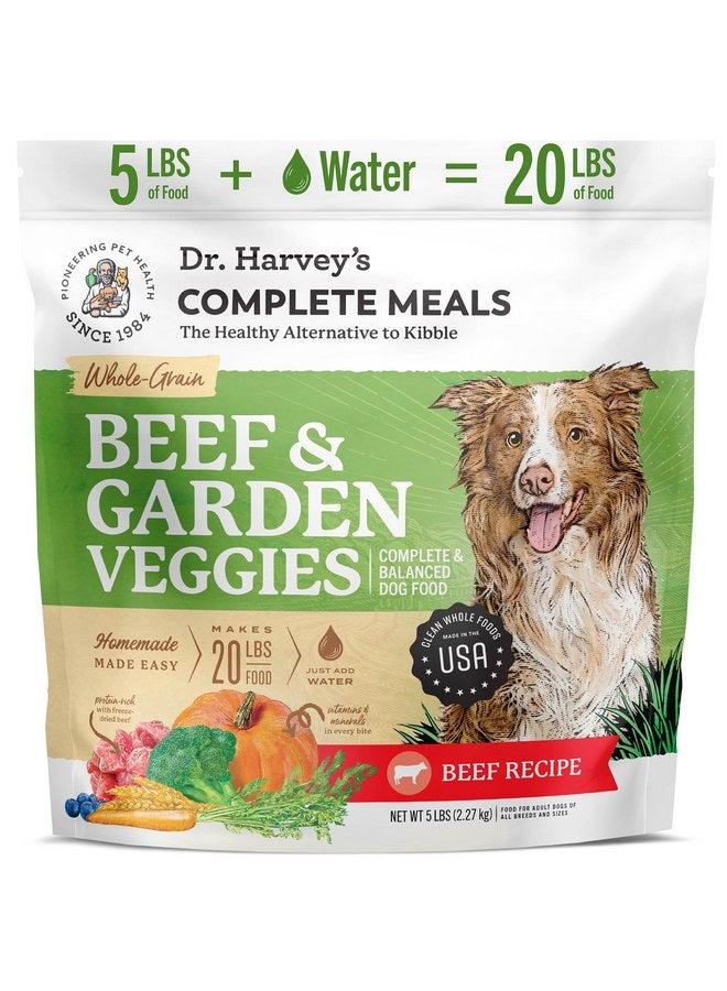 دي آر. هارفي طعام الكلاب Dr. Harvey's Beef & Garden Veggies، طعام الكلاب المجفف المصنوع من الحبوب الكاملة والمخصص للبشر مع لحم البقر المجفف بالتجميد (5 أرطال) - Image 1