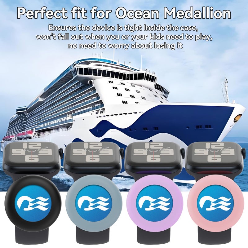 SPOMOX Princess Cruise Medallion holder Watch Adapter [2 Pack], Silicone Princess Medallion Holders Accessories for Carnival Ocean Medallion, Also for Apple Airtag Dog Collar Holder (Blue/Purple) - Image 4