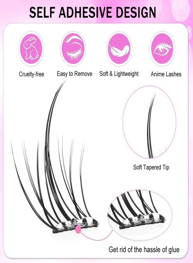 MAYCREATE® 120Pcs Self Adhesive Eyelashes, Self Adhesive Eyelash Clusters, Lash Clusters Press On Lashes Self Stick Cluster Lashes Pre Glued Eyelash Clusters with Tweezer No Glue Needed - Image 3
