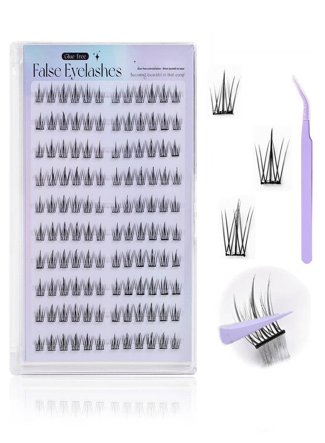 MAYCREATE® 120Pcs Self Adhesive Eyelashes, Self Adhesive Eyelash Clusters, Lash Clusters Press On Lashes Self Stick Cluster Lashes Pre Glued Eyelash Clusters with Tweezer No Glue Needed - Image 1