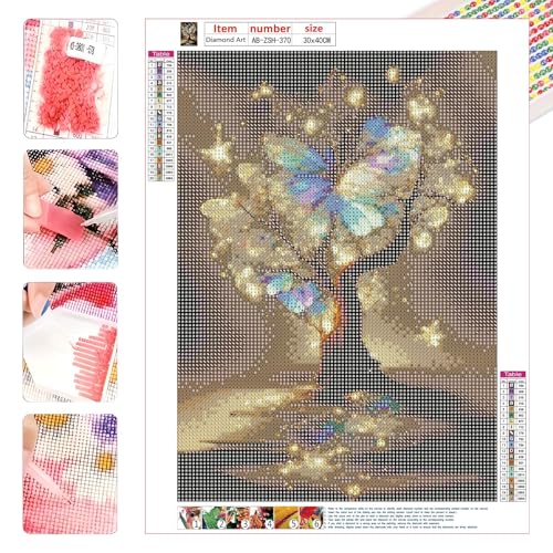 AIBOERL Diamond Art Kits for Adults,Glitter Tree 5D Diamond Painting Kits for Adults,Diamond Painting Diamond Art with Full Drill Diamond Dots DIY Gem Crafts Kits for Home Decor Gift-12x16in - Image 4