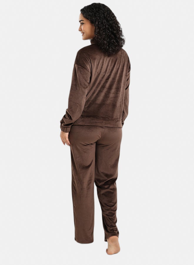Carina Velvet High Neck Pyjama Set - Image 3