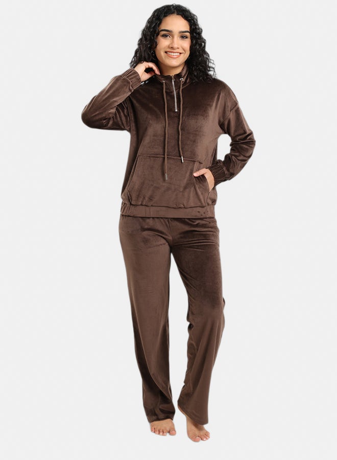 Carina Velvet High Neck Pyjama Set - Image 1