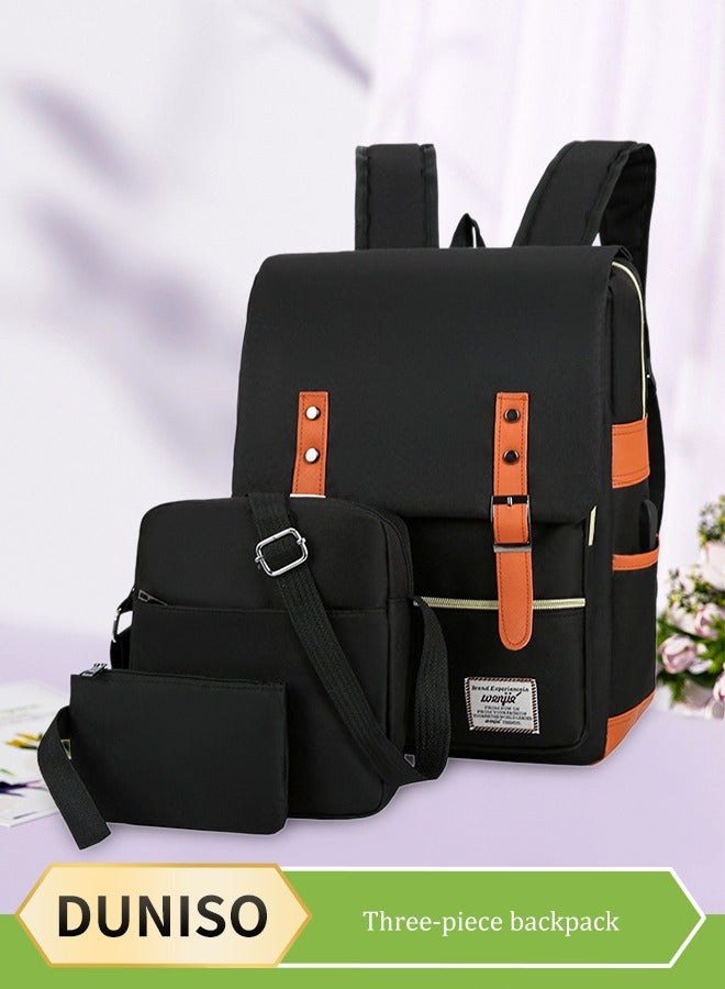 DUNISO 3 Pcs Men's Backpacks Set,Business Laptop Bag with USB Charging Port,Large Capacity Casual Schoolbag with Shoulder Bag and Pencil Bag,Suitable for Work,Travel, School - Image 1