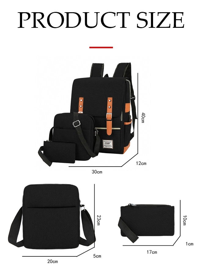 DUNISO 3 Pcs Men's Backpacks Set,Business Laptop Bag with USB Charging Port,Large Capacity Casual Schoolbag with Shoulder Bag and Pencil Bag,Suitable for Work,Travel, School - Image 2