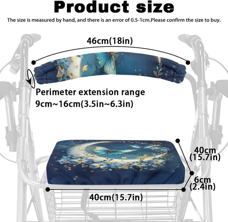 LedBack Walker Accessories Rollator Seat and Back Rest Covers, Walker Seat Set 2 Pack Moon Butterfly Walker Seat Cover Ideal Gifts for Seniors in Assisted Living - Image 5