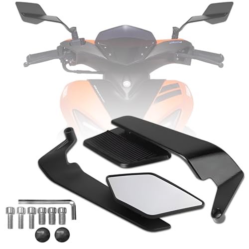 OBEROI'S TRADERS 180° Rotating Rear View York Fitting Stealth Mirror for Aerox Scooty All Models | Matte Black Aluminum Body with Sporty Wing Design | Scooty Fairing Kit - Image 1