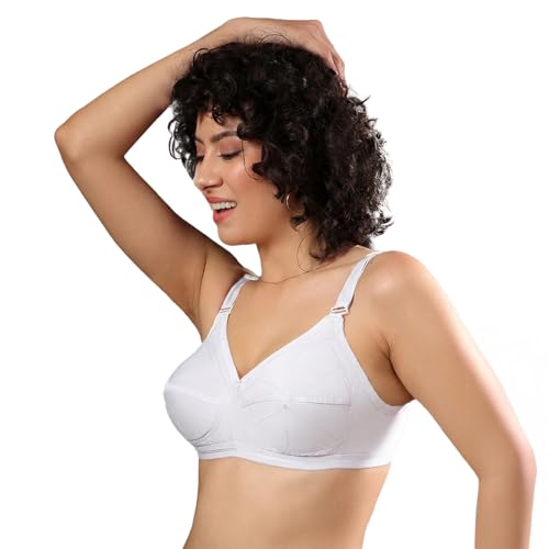 Kalyani Damini Full Coverage Non Padded Cotton Everyday Bra White,White_38D Pack of 2 - Image 3