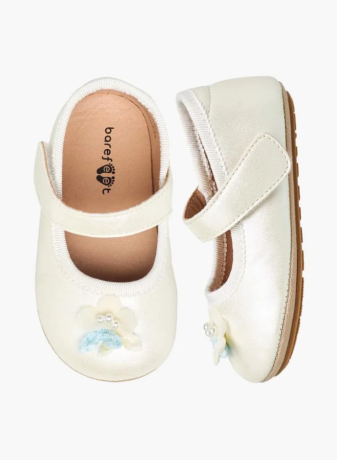 بيرفيت Mary Jane Shoes With Hook & Loop Closure, Floral Accent