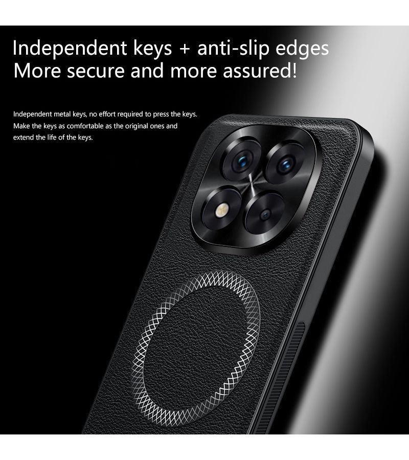 غلاف حماية للهاتف من نوع Redmi Note 15 5G، بلون أخضر مع نسيج جلدي، غطاء خلفي مغناطيسي. - Image 4