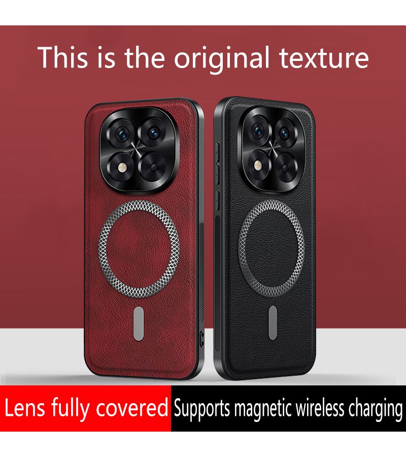 غلاف حماية للهاتف من نوع Redmi Note 15 5G، بلون أخضر مع نسيج جلدي، غطاء خلفي مغناطيسي. - Image 1