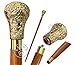 EXNOT Vintage Walking Sticks in Natural Wood Elegant Walking Cane Brass Handle knob Brown Wood Stick Victorian Cane Fancy Cane for Men and Women - Image 1