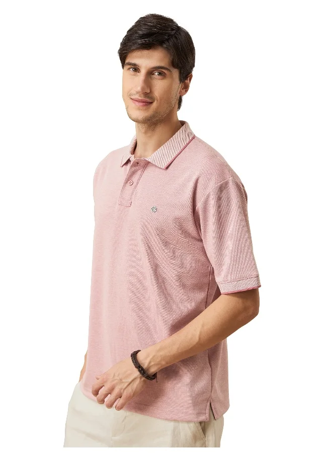 بيونغ تيشيرت بولو بقصة عادية بلون سادة بنسيج روز شادو ميلانج