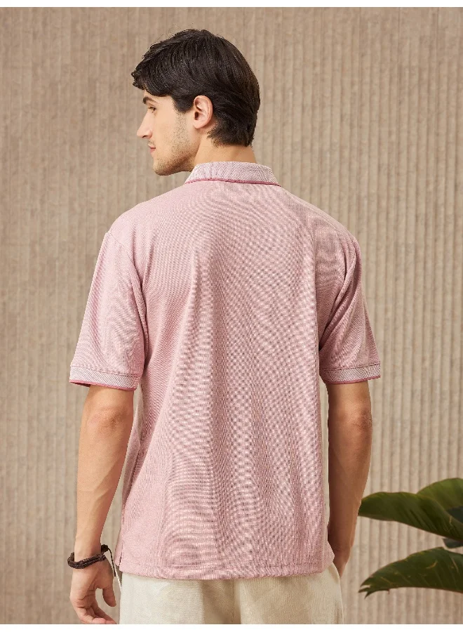 بيونغ تيشيرت بولو بقصة عادية بلون سادة بنسيج روز شادو ميلانج