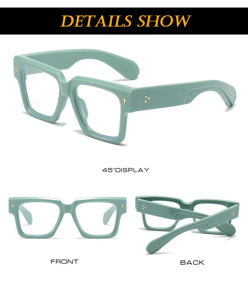 EYLRIM Square Frame Glasses for Women Men Fashion Thick Frame Blue Light Glasses Non Prescription Eyeglasses(Green) - Image 5
