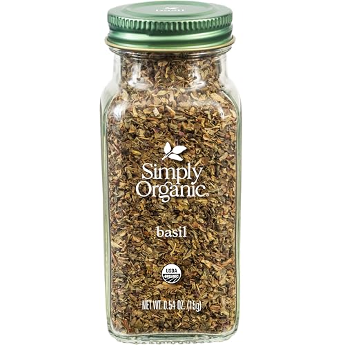 Simply Organic Pure Egyptian Basil Leaf 054 Ounce Bottle Cut and Sifted Herbaceous and Aromatic Popular on Pizza Kosher - Image 1