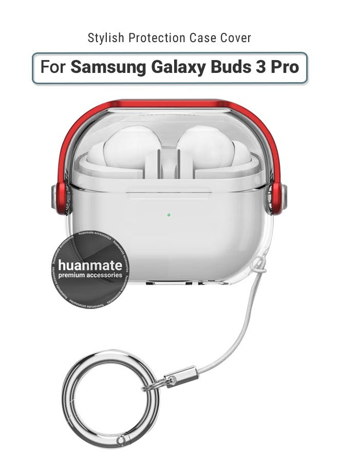 huanmate Samsung Galaxy Buds 3 Pro Premium Protection Case Cover - Clear/Red - Lightweight, Stylish Design, Accurate Cut-outs - Easy to Install & Remove - Durable Shield for Your Samsung Galaxy Buds 3 Pro - Image 1