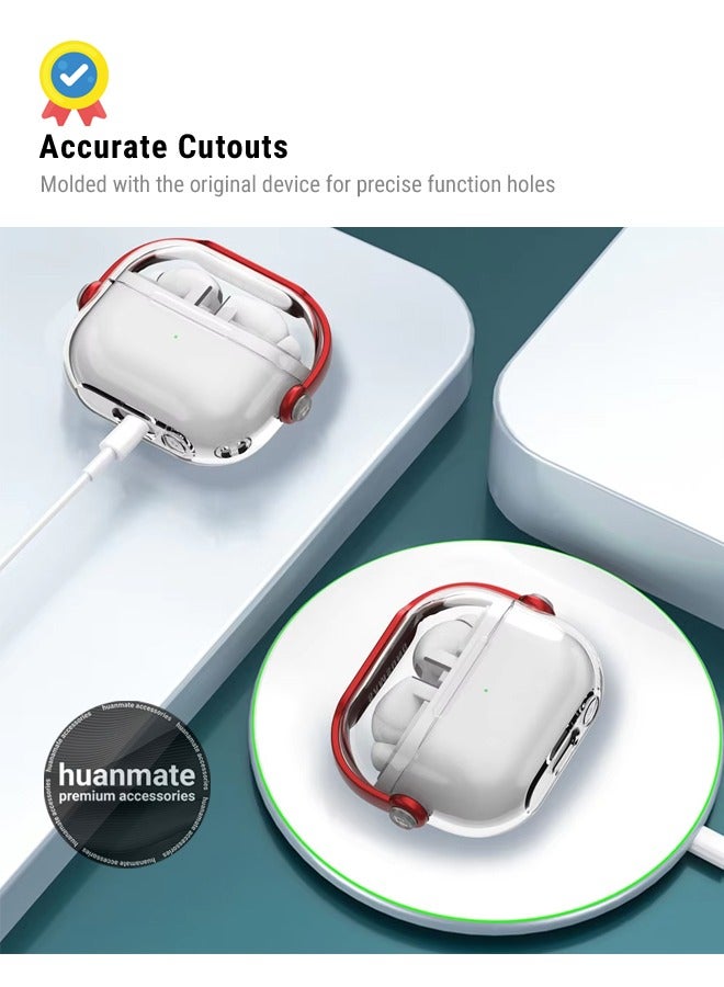 huanmate Samsung Galaxy Buds 3 Pro Premium Protection Case Cover - Clear/Red - Lightweight, Stylish Design, Accurate Cut-outs - Easy to Install & Remove - Durable Shield for Your Samsung Galaxy Buds 3 Pro - Image 5