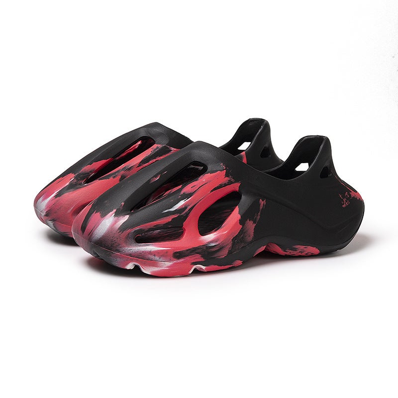 Explosive Breathable Hole Shoes Stomp Feeling Summer Coconut Shoes Mens Odor-proof EVA Casual Sandals Shoes for Men and Women2351-1 Black and Red 2351-1 Black and Red 
