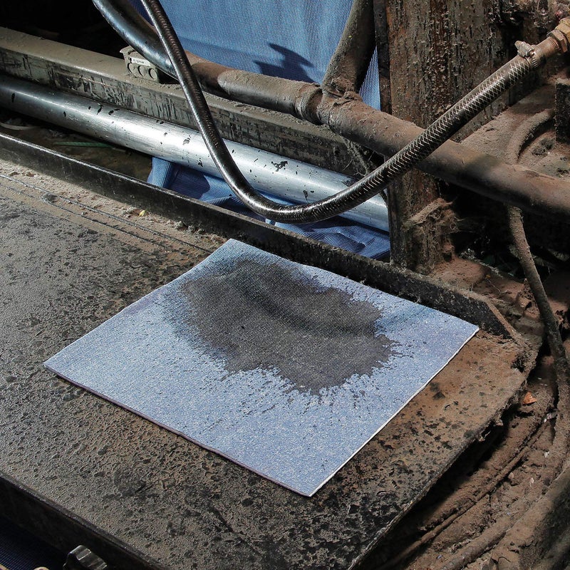 PIG Absorbent Mat Pads | 100 Oil Spill Mats | 15" x 19" Perforated Pads | Each Pad Absorbs 30 oz | Total Absorbency is 24 Gallons | Heavyweight | PMB30123 - Image 5