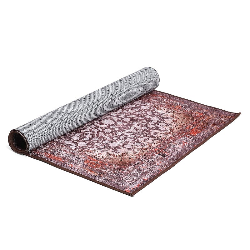 Status Contract Ice Velvet Rugs for Living Room | (Print) Carpet for Living Room Decor | Anti Skid Backing Home Essentials | Aesthetic Vintage Decor Carpet for Bedroom | (4 x 6, D6) - Image 4