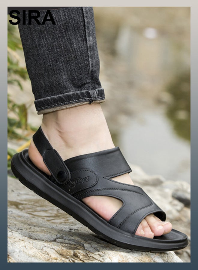 SIRA Men's 2-in-1 Slide Sandals - Premium Indoor/Outdoor Slippers | Ultra-Soft & Waterproof | Anti-Slip Thick Sole for Beach, Travel, Home | Breathable & Lightweight | Perfect for Walking & Driving（Black） - Image 3