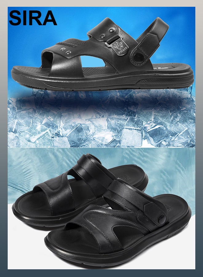 SIRA Men's 2-in-1 Slide Sandals - Premium Indoor/Outdoor Slippers | Ultra-Soft & Waterproof | Anti-Slip Thick Sole for Beach, Travel, Home | Breathable & Lightweight | Perfect for Walking & Driving（Black） - Image 5