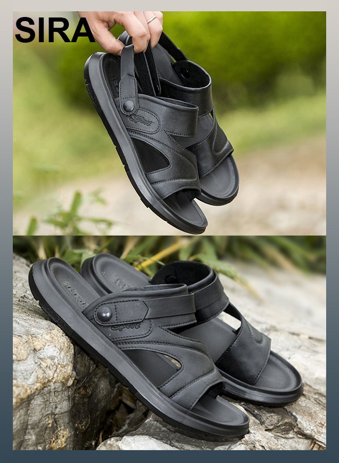SIRA Men's 2-in-1 Slide Sandals - Premium Indoor/Outdoor Slippers | Ultra-Soft & Waterproof | Anti-Slip Thick Sole for Beach, Travel, Home | Breathable & Lightweight | Perfect for Walking & Driving（Black） - Image 4